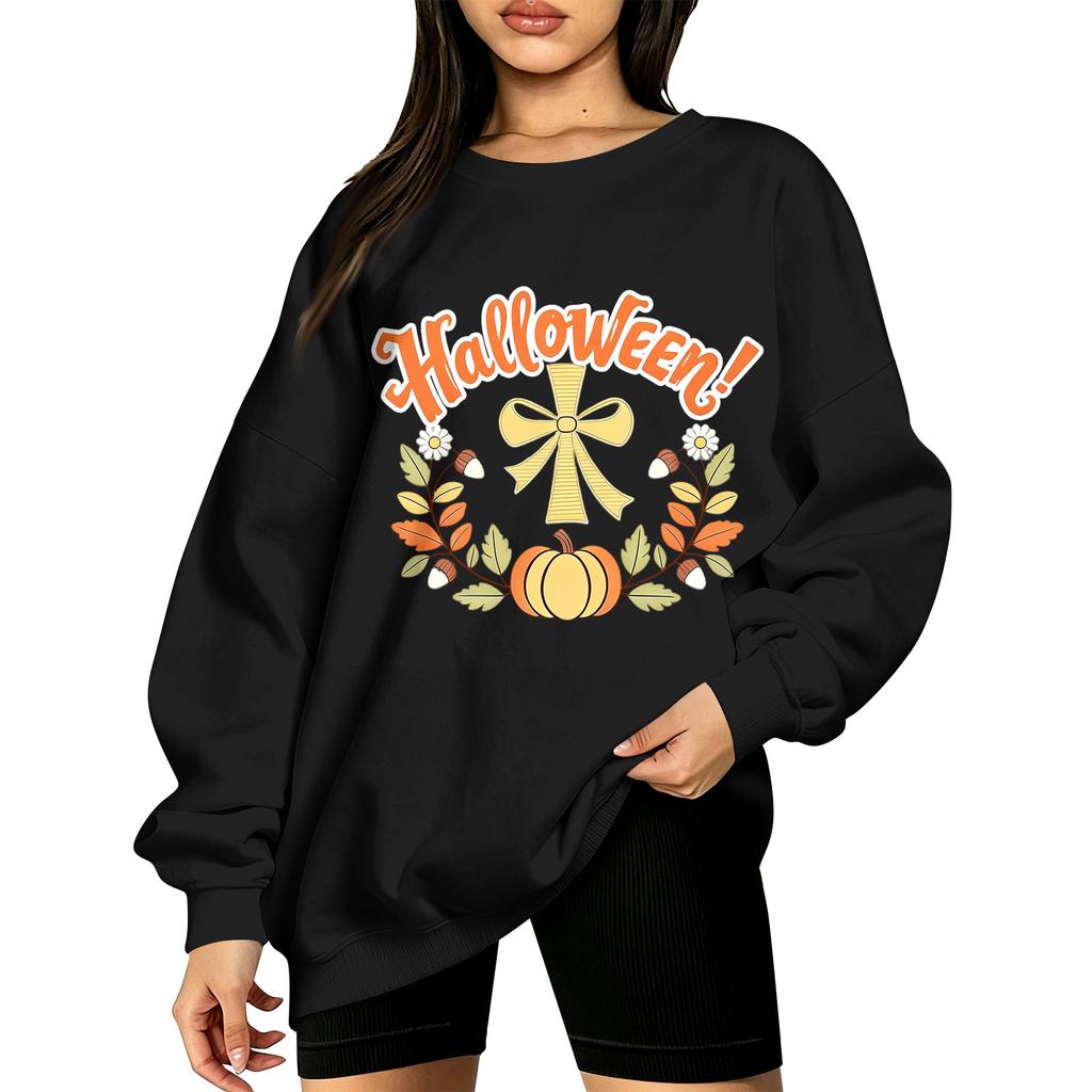 Women's Casual Long Sleeve Christmas Print Round Neck Top for Holiday Festive Wear