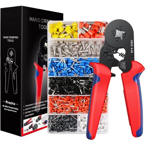 Preciva Crimping Pliers Tool Set, Ferrule Crimping Tool, 0.25-10mm? Adjustable, 1200 Pieces Ferrules