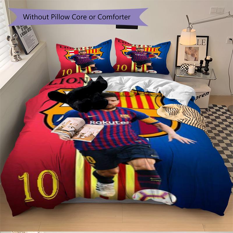 Messi'S Barcelona Legacy Print 3Pcs Bedding Setduvet Cover With 2 Bedropillowcase Home Birthday Gift