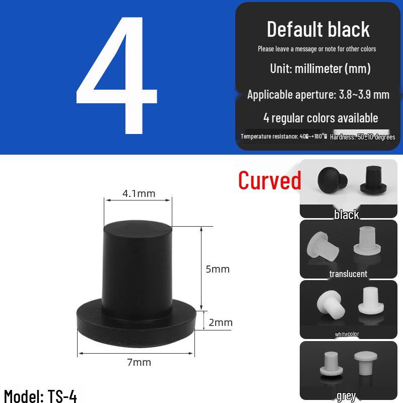 Black High-Temperature Resistant T-Shaped Silicone Stopper - Round Hole Rubber Gasket & Shock-Absorbing Blind Plug