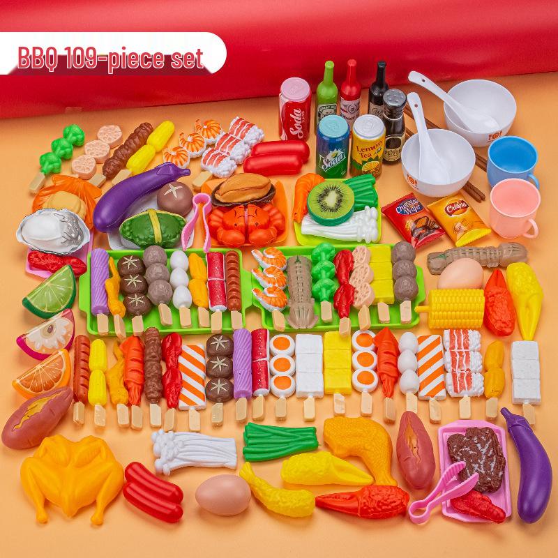 Kids' Pretend Play BBQ Set: Grilled Meat & Skewers Kitchen Toy