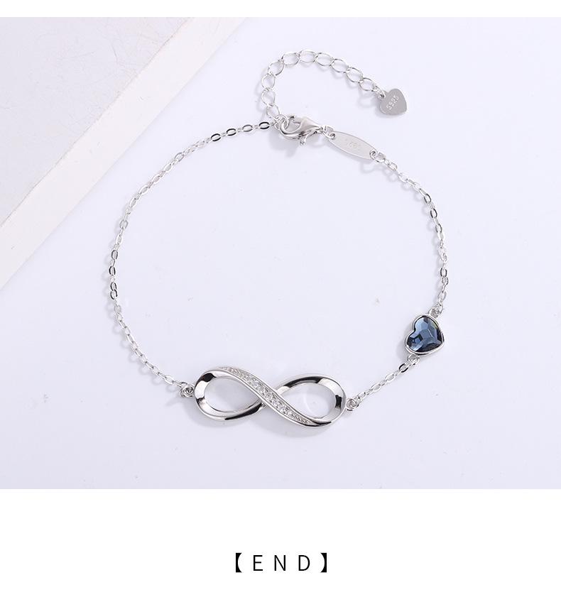925 Sterling Silver Infinity Heart Bracelet with Crystal - Elegant Women's Jewelry Gift