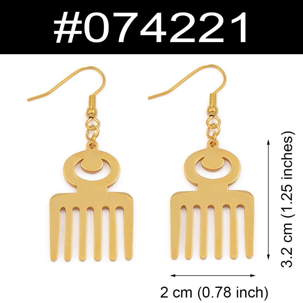 Anniyo African Symbol Earrings Gold Color & Stainless Steel Material Adinkra Gye Nyame Earrings Ethnic Jewelry #074021