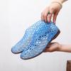Women's 2025 Mesh Crystal Jelly Sandals: Hollow Out, Flat, Comfortable Slip-On, Korean Style.