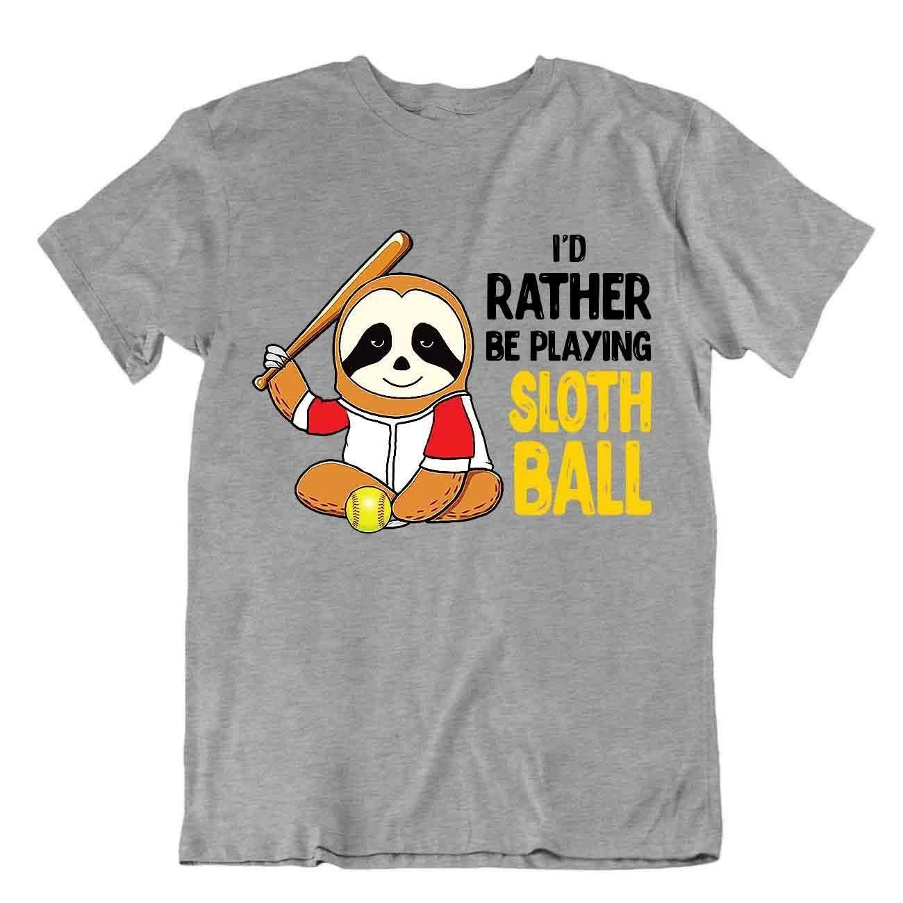 Softball Sport T-Shirt Tee Shirt Gift Cool Present Cute Funny Play Sloth Ball 2XL