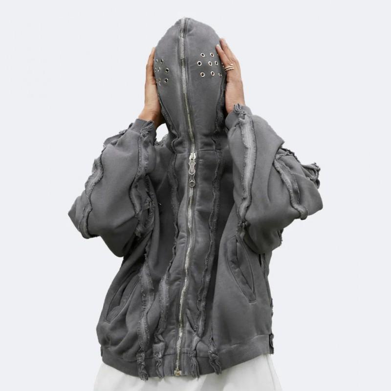 Unisex Oversized Zip-Up Hoodie Streetwear Gothic