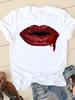 Clothing Summer Short Sleeve Watercolor Lip Sexy New Ladies Casual Unisex Fashion Graphic Tee Tshirts Female T Shirt Clothes