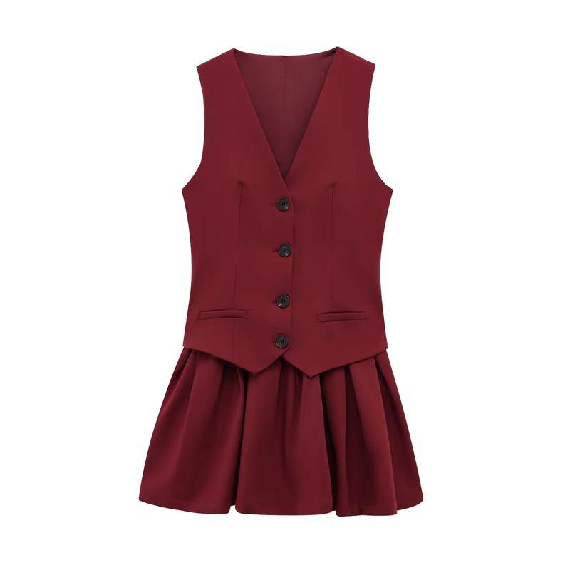 

Spring New Women clothes Wide Pleat Stripe Vest-Style Dress 2157554 4661356 9368558 Burgundy L