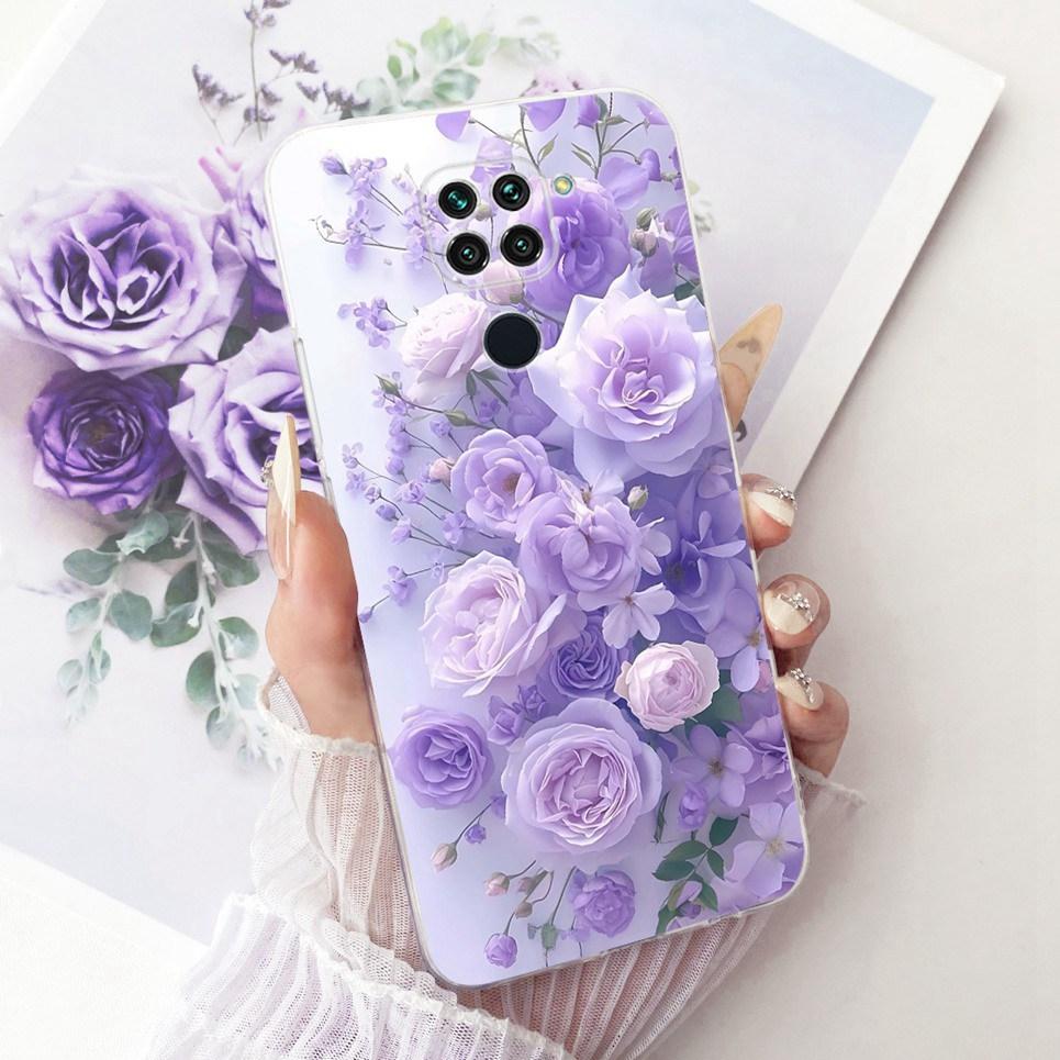 Měkký průhledný silikonový obal pro Xiaomi Redmi Note 9 9S Note 9 Pro Kryt na telefon Vzor kreslená kočka drak květina motýl