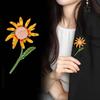 Fashion Elegant Retro Sunflower Brooch Simple Flower Lapel Pin Suit Accessory Gift for Women