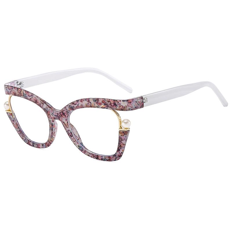 Anti-blue Light Ladies Flat Pearl Decorative Glasses Frame