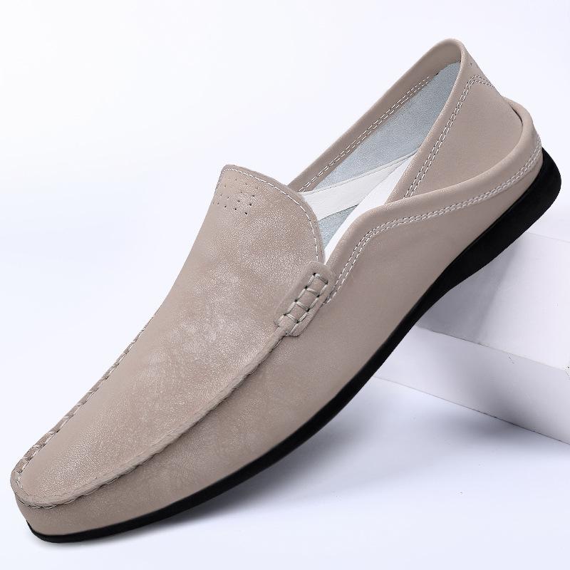 Men's shoes 2025 summer new fashion men's mature style step on the heel put stinky feet casual shoes light luxury high-end leather shoes