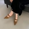 French Thick Heel Pointed Suede Mary Jane Shoes Women's 2025 Spring and Autumn New Evening Breeze with Skirt Low Heel Single Shoes Women's Shoes