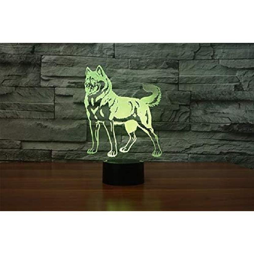 Huskies 3D Illusion Night Light Touch Table Desk Lamp with Remote Control 16 Colors Optical USB LED Night Light for Kids Gift Room Decoration