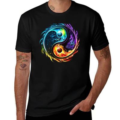 Yin Yang Symbol eleUnisexts Tao Polarity Daoism TShirt Utility Work Short Sleeve Top