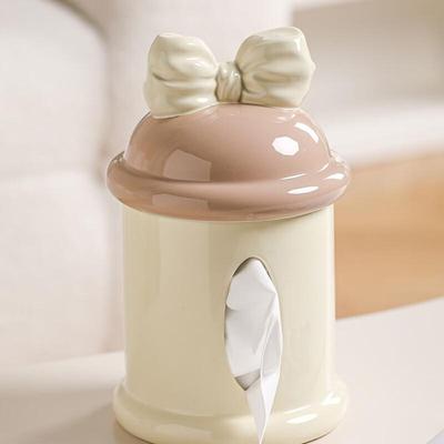 ZISIZ Keramická krabička na kapesníky s mašlí