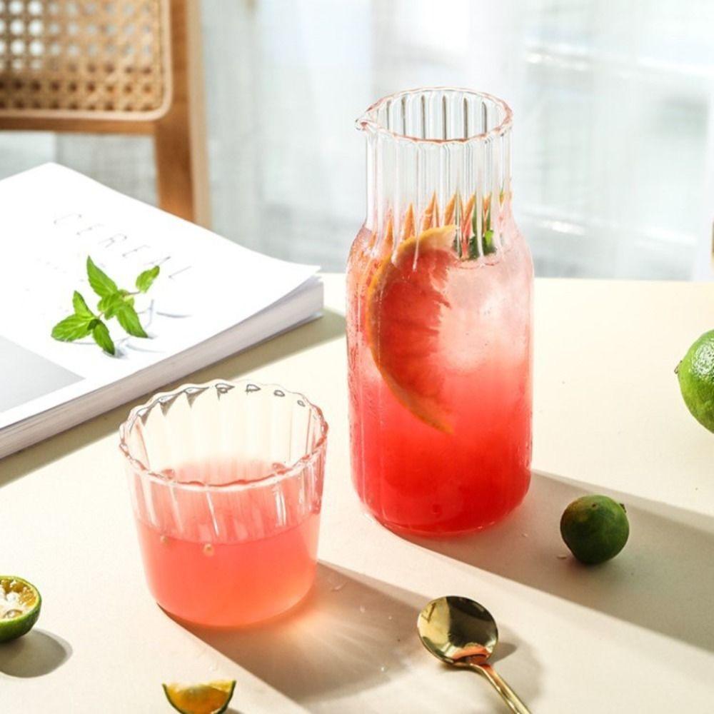 400ml/600ml Cold Hot Water Glass Pot With Glass Cup Glass Kettle Set  Beverage