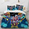 Set Biancheria da Letto Copripiumino 3D Rockman Megaman Gioco Cartone Animato, Copripiumino Set Letto Coperta Federa, Set Biancheria da Letto Matrimoniale Queen Size Bambino