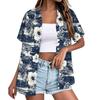 Womens Spring Tops Button Down Short Sleeve Leaf Print Shirt Summer Shirts for Women Casual Loose Fit Blouse Womens Summer Shirts