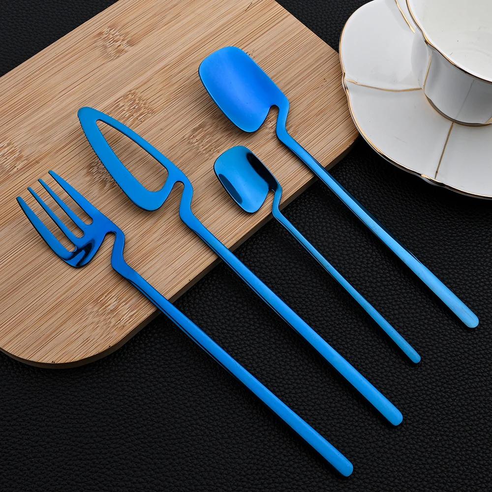 16Pcs Dinnerware Set Stainless Steel Cutlery Set Dinner Knife Fork Spoon Set Kitchen Flatware Western Tableware Party Set