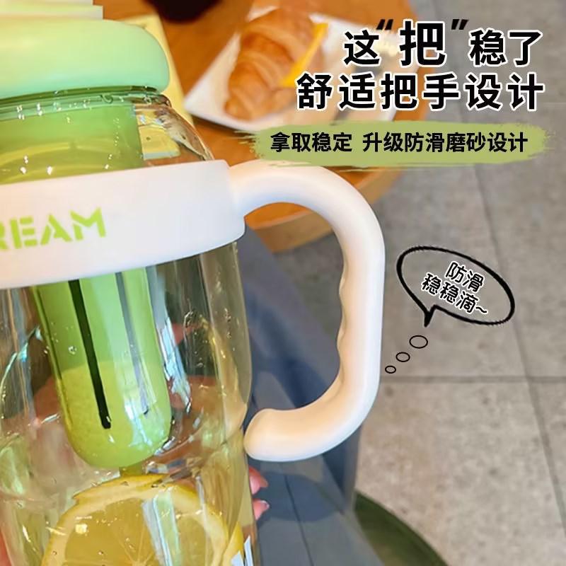 Large-Capacity Water Cup, High-Value Male And Female Big Mac Ice Cup With Handle And Straw, Summer Plastic Water Cup
