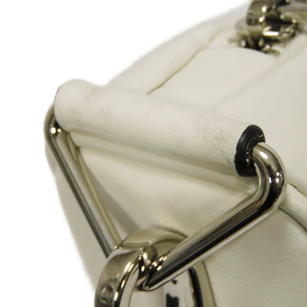 Used 11569 Triangle Leather Crossbody Bag 1BH190 2BYA F00099 7921 White RFID IC Chip Embossed Logo Bianco Unisex from