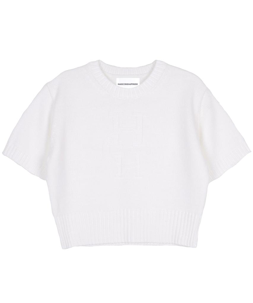 HARDCORE HAPPINESS Moonlight Logo Round Neck Knit_White
