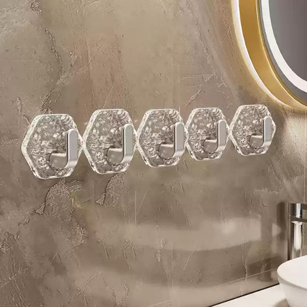 5pcs/set Hexagonal Punch-free Hooks No Trace Home Interior Hooks Self-Adhesive Hooks  Dormitory