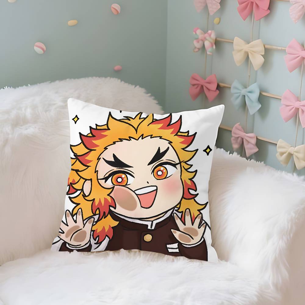 Cool K-Kyoujurou Rengoku Case Plush Fabric Soft Pillowcase Double Sided Print Cushion Cover Household Gifts