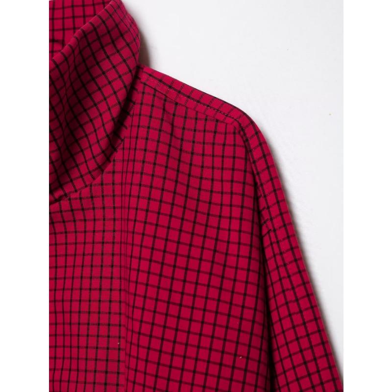 Women Long Sleeve Stand Collar Plaid Pilot Jacket