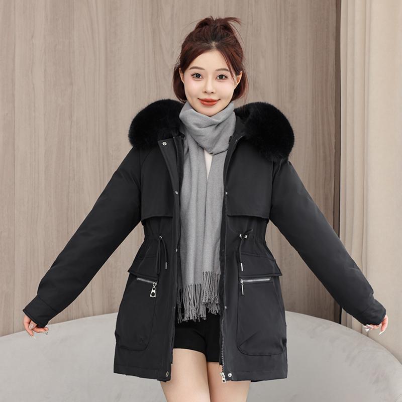 Autumn Winter Thicken Warm Parka Women Casual Sweety Solid Color Big Pocket Loose Hooded Coat Jackets Outwear