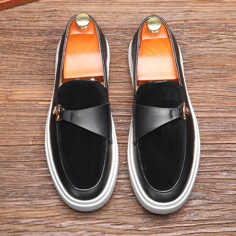 Fashion Fashion Men's Casual Slip-on Leather Shoes Men Classic Buckle Loafers Moccasins Mens Outdoor Board Shoe Driving Flats