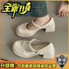 French fairy style loafers retro women Mary Jane shoes summer design pearl high heel small leather shoes single shoes