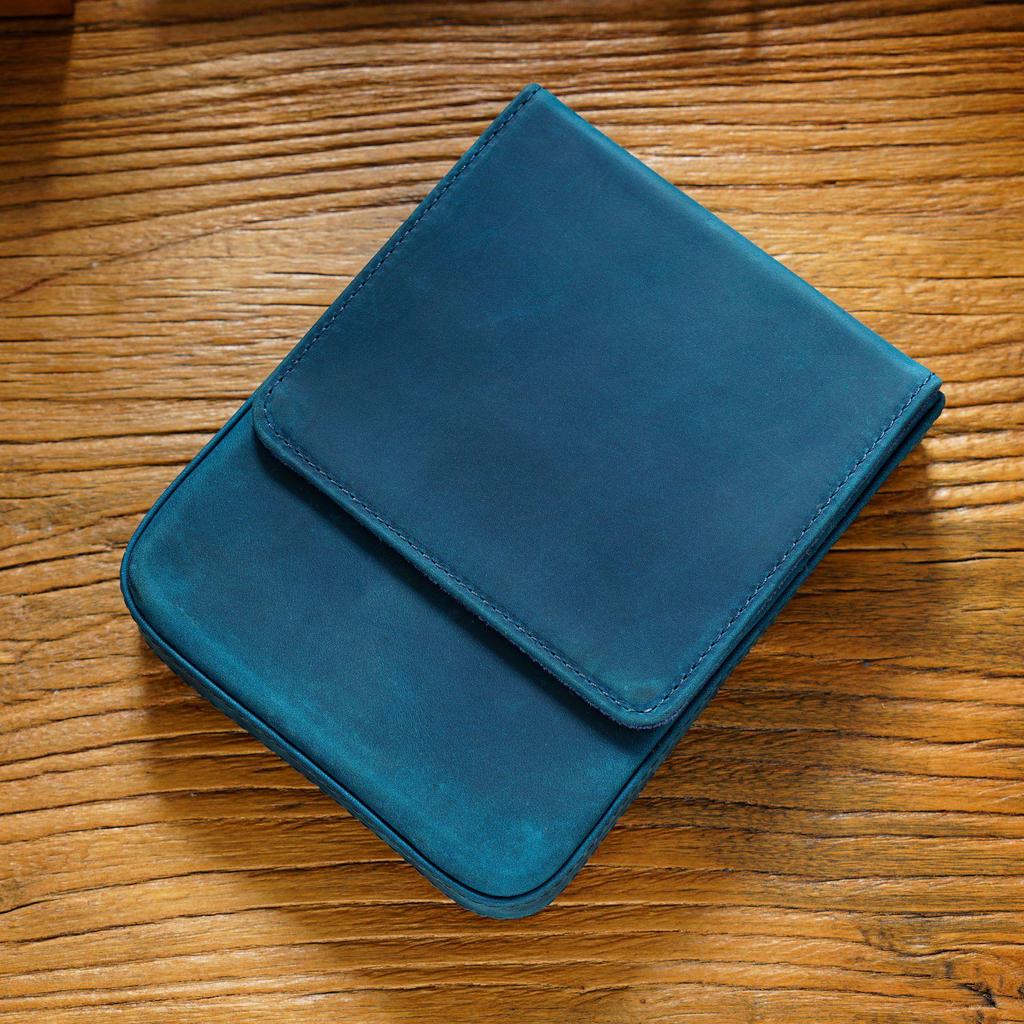 Astuccio per 6 penne in pelle Crazy Horse: Scatola porta stilografiche fatta a mano a cassetti magnetici