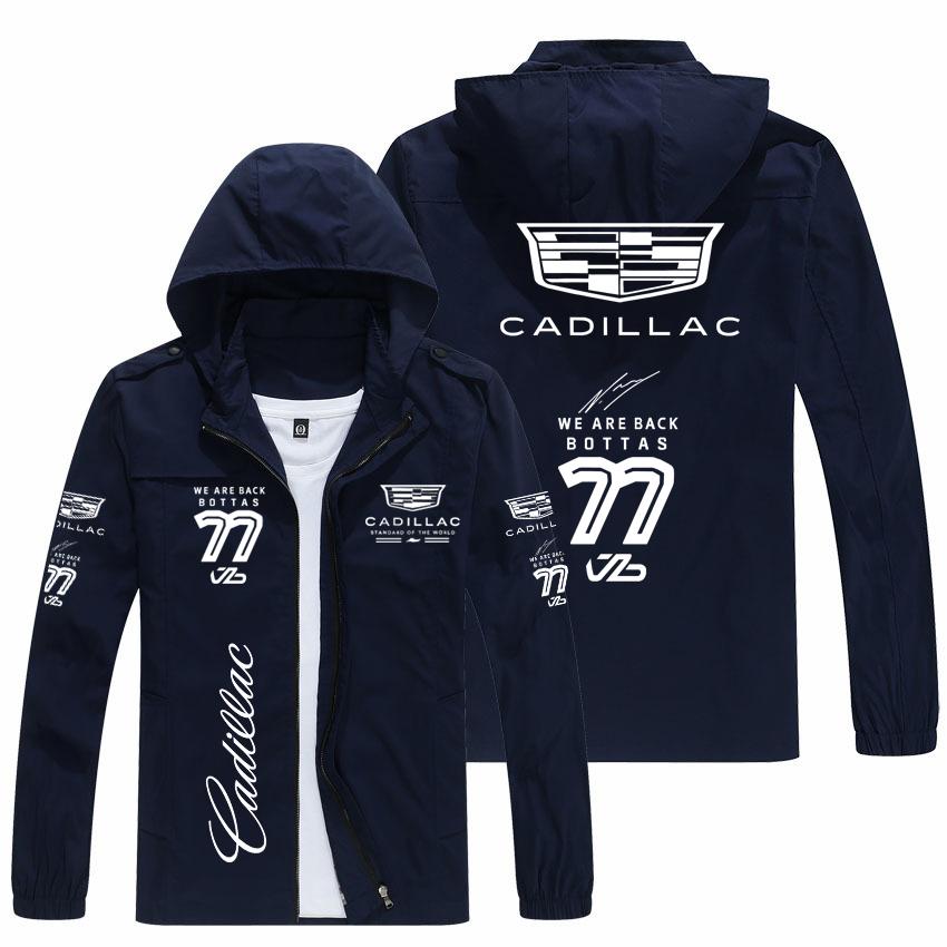 New Cadillac Hooded Parka Cycling Racing Team Jacket Men's Breathable Windproof Reflective Outerwear for Bikers AGW1