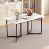 Dining Table for 4-6 People, 140 X 80 Cm, Modern Kitchen Table with Artificial Marble Tabletop and Stylish Metal Legs