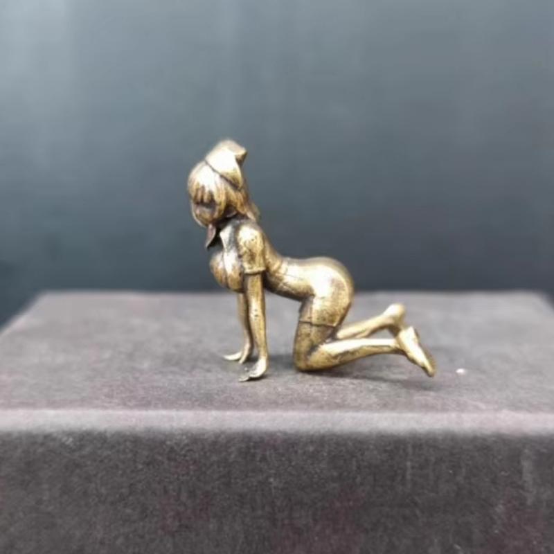 Brass Kneeling Lady miniature Sculpture Desktop Decor Ornaments for Office Home Sensual Girl Figurine Artwork Collectible Gift