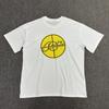 Unisex Streetwear Oversized Cotton Tee With Geometric Print Loose Fit Short Sleeve T-Shirt Men Women