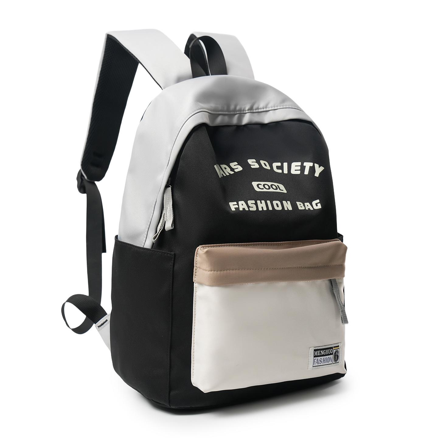

Retro splicing schoolbag female college student casual contrasting color male backpack campus autumn and winter sports travel lightweight backpack чорний
