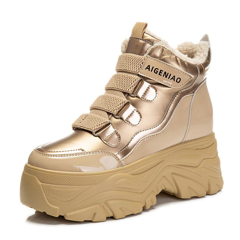 High-top shoes autumn and winter platform cotton shoes casual inner height increase small ins tide velvet shoes