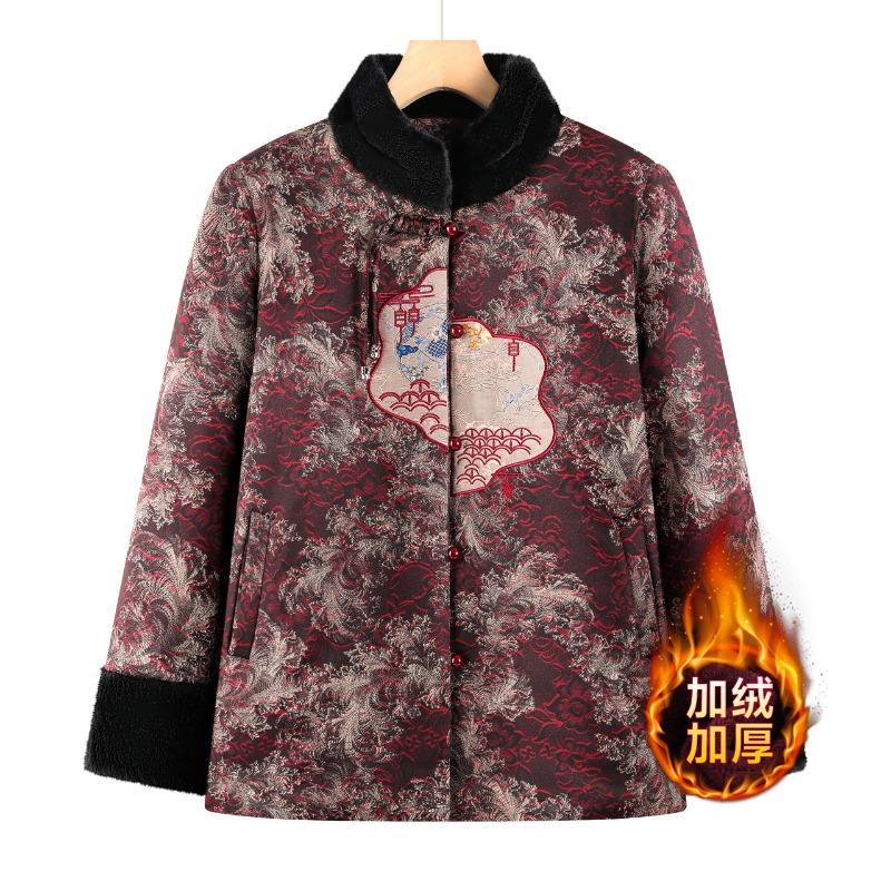 Winter padded jacket velvet padded jacket old lady jacket thickened padded jacket to keep warm