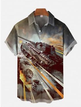 Fighter Series 1D Digital Printing Men's Hawaiian Shirt Short Sleeve Wholesale