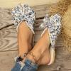 Fashion 2025 Summer Closed Toe Women's Slippers Fashion Outdoor Butterfly-knot Casual String Bead Plus Size Best Seller Flat Slippers
