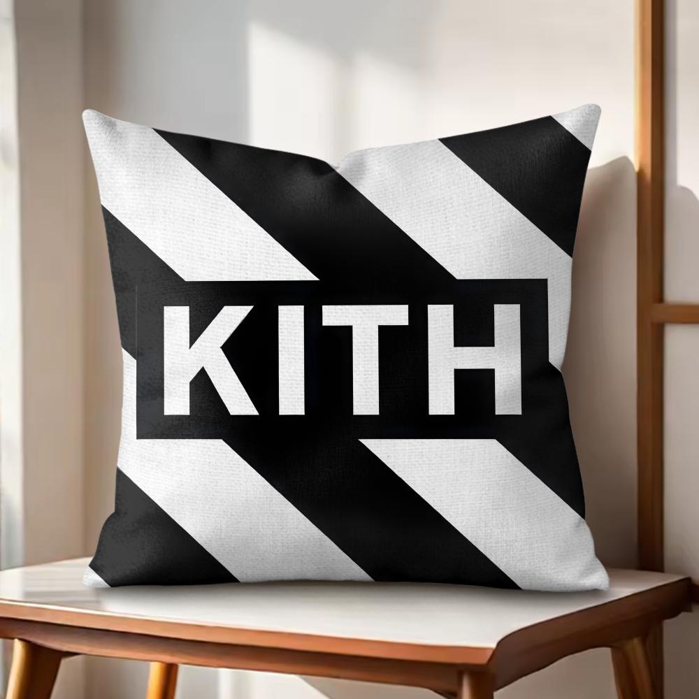 Classic Logo KKITH Cushion Cover Natural Linen Organic Fabric DoubleSided Printing Couch Pillow Covers Home Decor