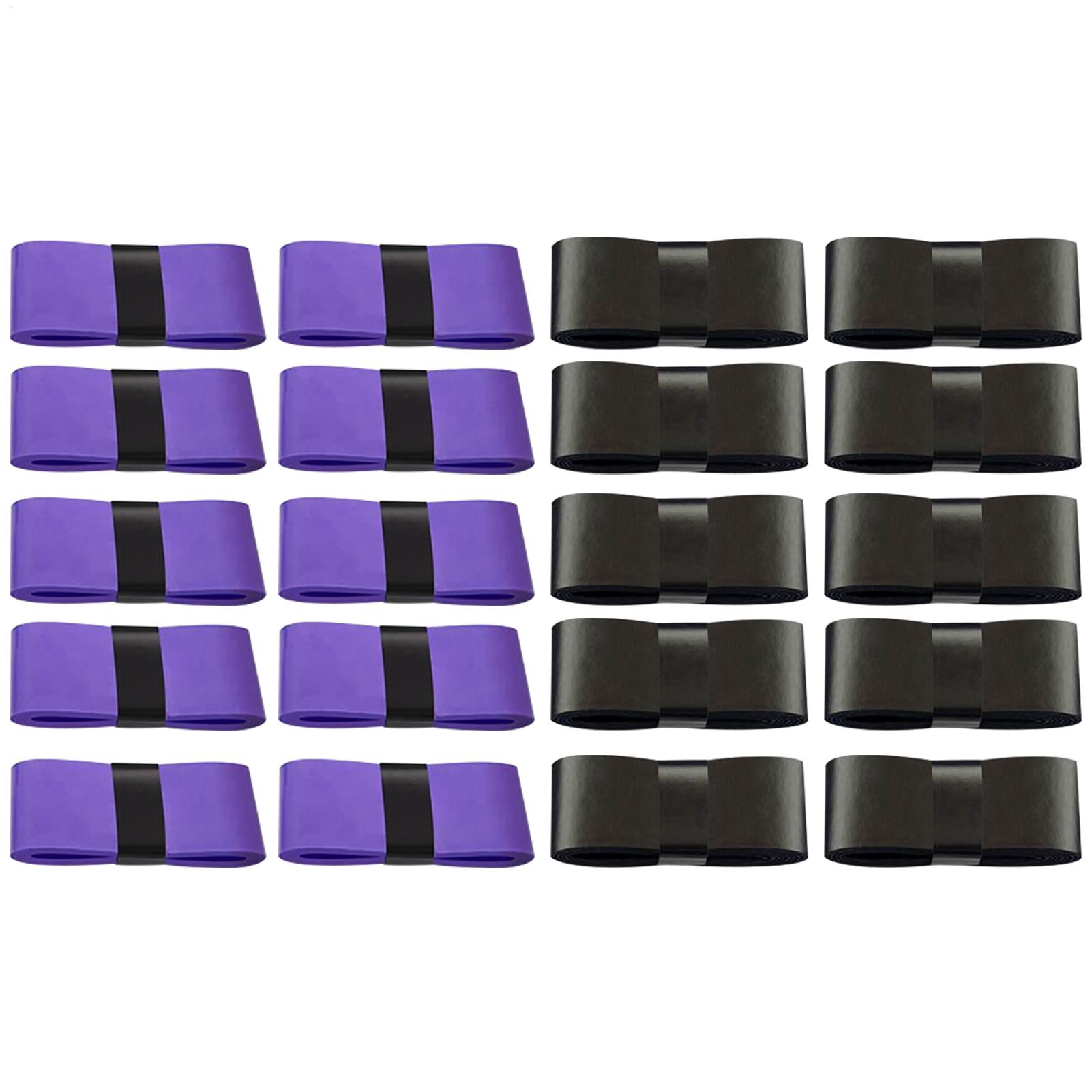 10PCS PU Leather Tennis Overgrip Padel Racket Handle Skin Rubber Badminton Grip Tape Anti Slip Sweatband nero