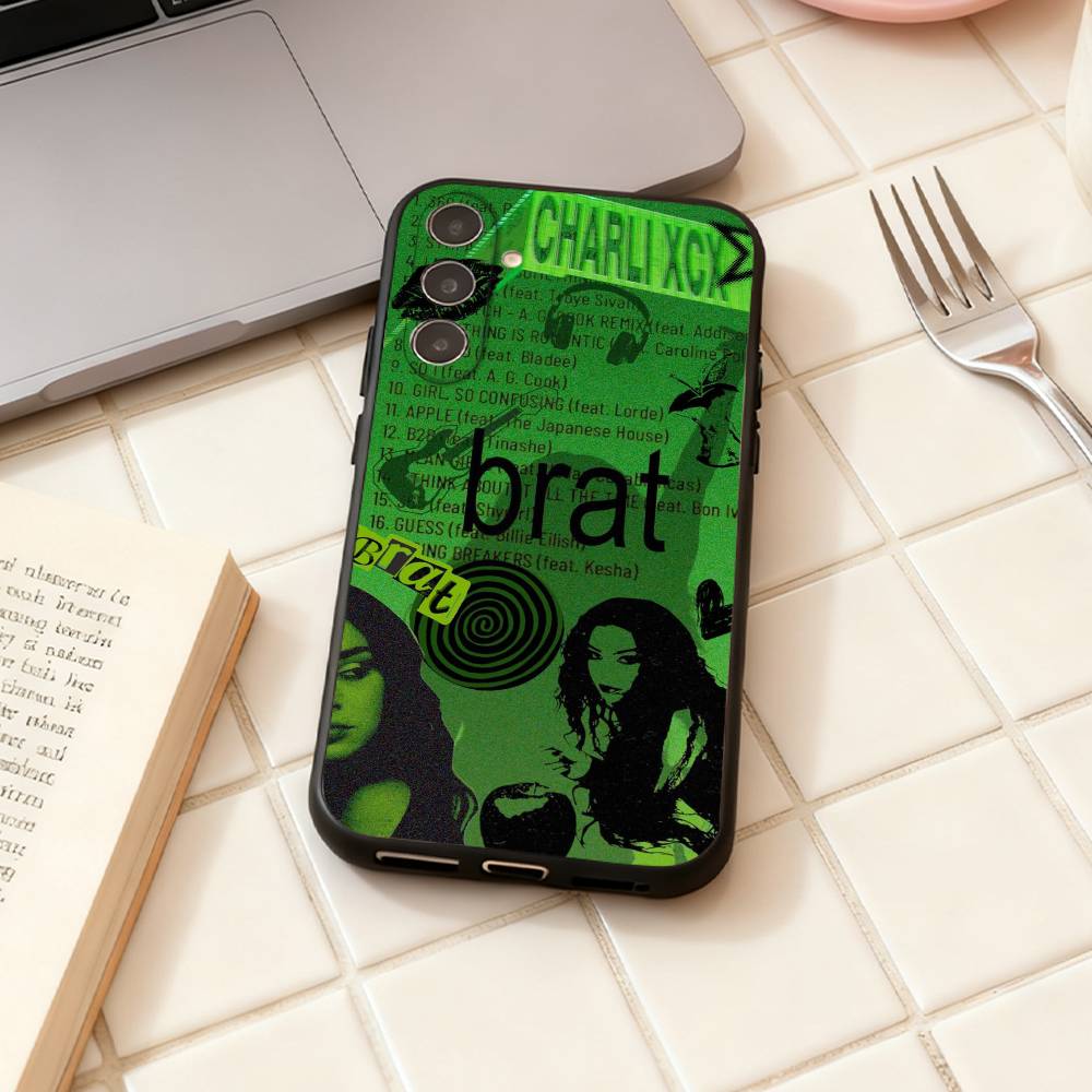 

Charli XCX Brat phone Case For Samsung Galaxy A73,A72,A71,A70,A53,A52,A51,Others Soft Black Shell Samsung a20s