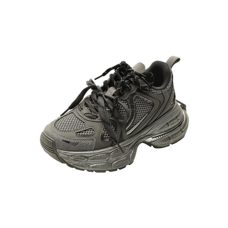 

Muffin platform dad shoes women s spring new leather splicing breathable wear-resistant casual sports shoes tide 40 сірий колір