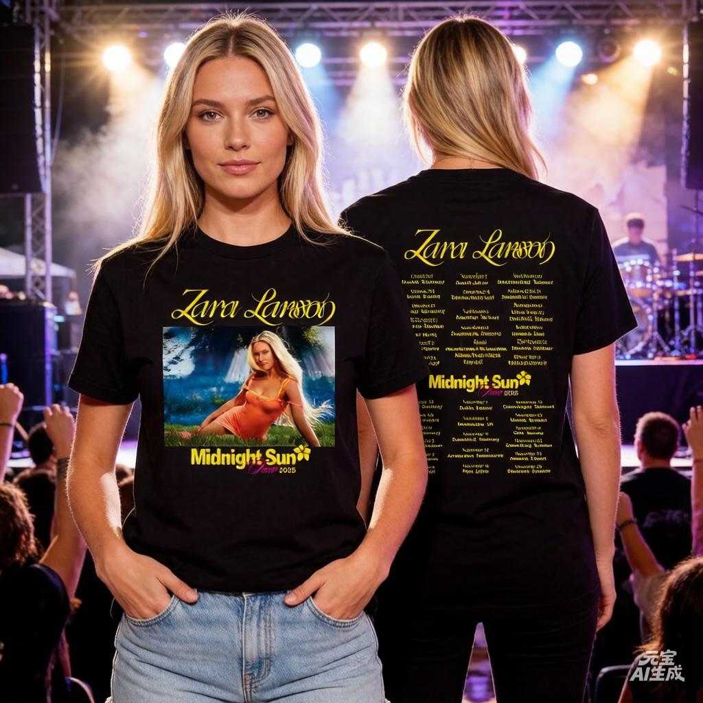 

Zara Larsson Midnight Sun Tour 2025 T Shirt Men Women Cotton Tees Ummer Casual Short Sleeve Round Neck Clothing Loose Tops Tr... S