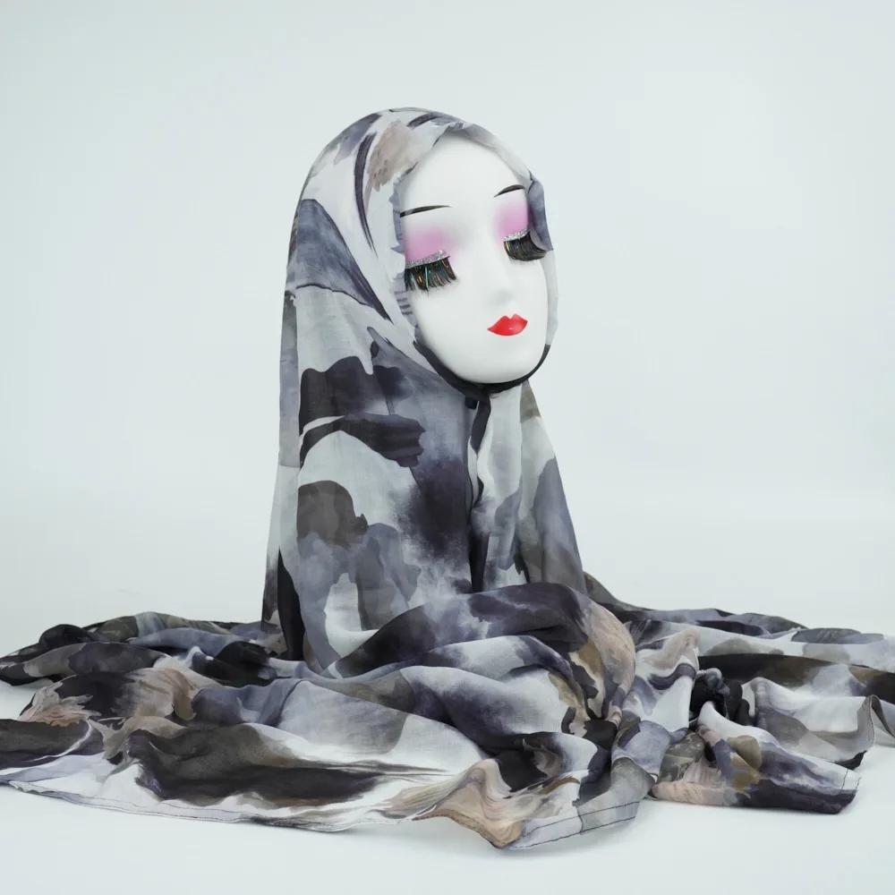 Neue 200*90cm Bedruckte Modal Hijabs Viskose Baumwolle Hijab Schal Für Frauen Premium Große Wickeltücher Und Schals Stirnband Islamischer Turban