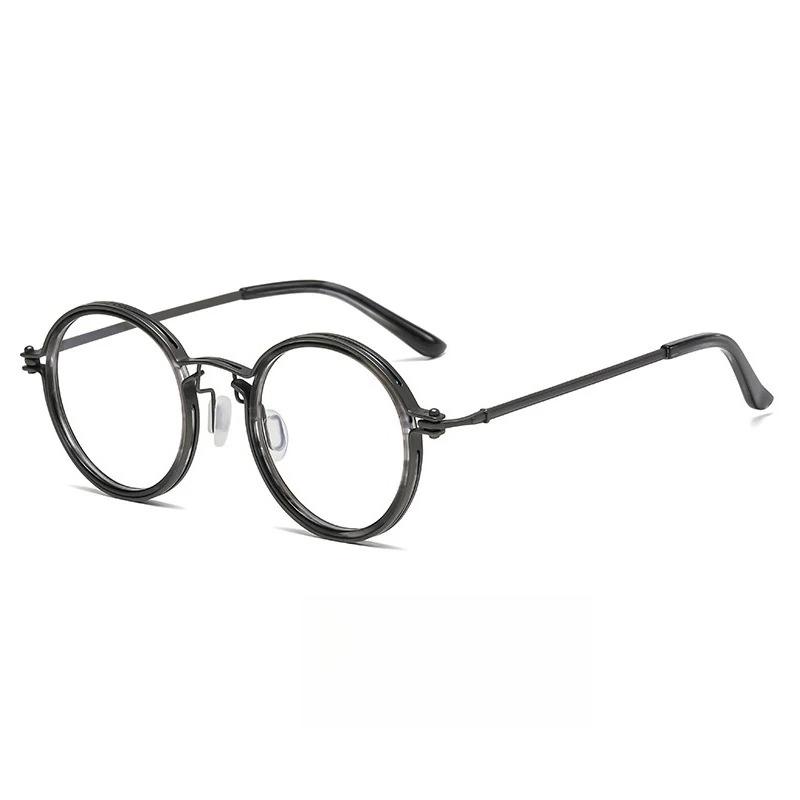 Round Optical Glasses Frame Men Anti Blue Light Clear Lens Eyeglasses Vintage Casual Metal Frame Myopia Spectacle Frame